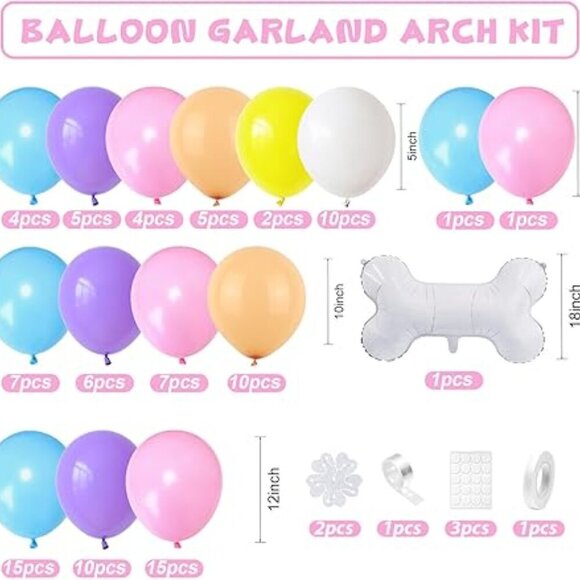 New In Packaging Dog-Themed Pastel Balloon Garland Kit With 102 Balloons - Picture 2 of 7